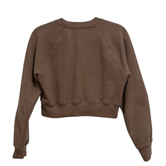 Aritzia TNA Perfect Fleece Cropped Sweatshirt Tan Beige Small - Picture 2 of 6